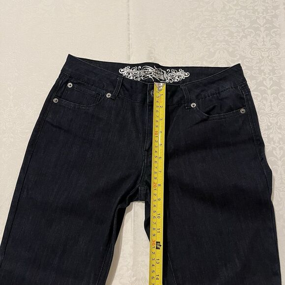 Express Bootcut Jeans Women's 6 Low Rise Denim 30x30 Dark Wash Stretch - Picture 6 of 8